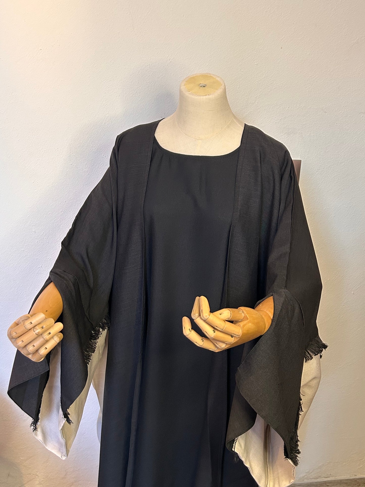 Abaya Kimono Narimen 3 pièces - Noir