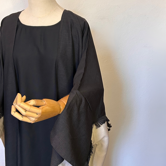 Abaya Kimono Narimen 3 pièces - Noir