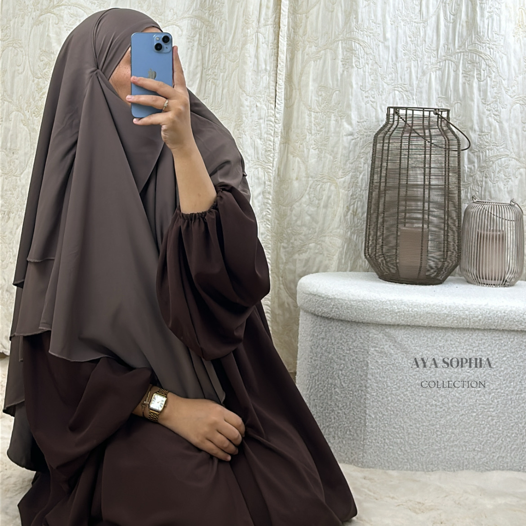 Abaya Nora -MARRON CHOCOLAT- Taille Unique