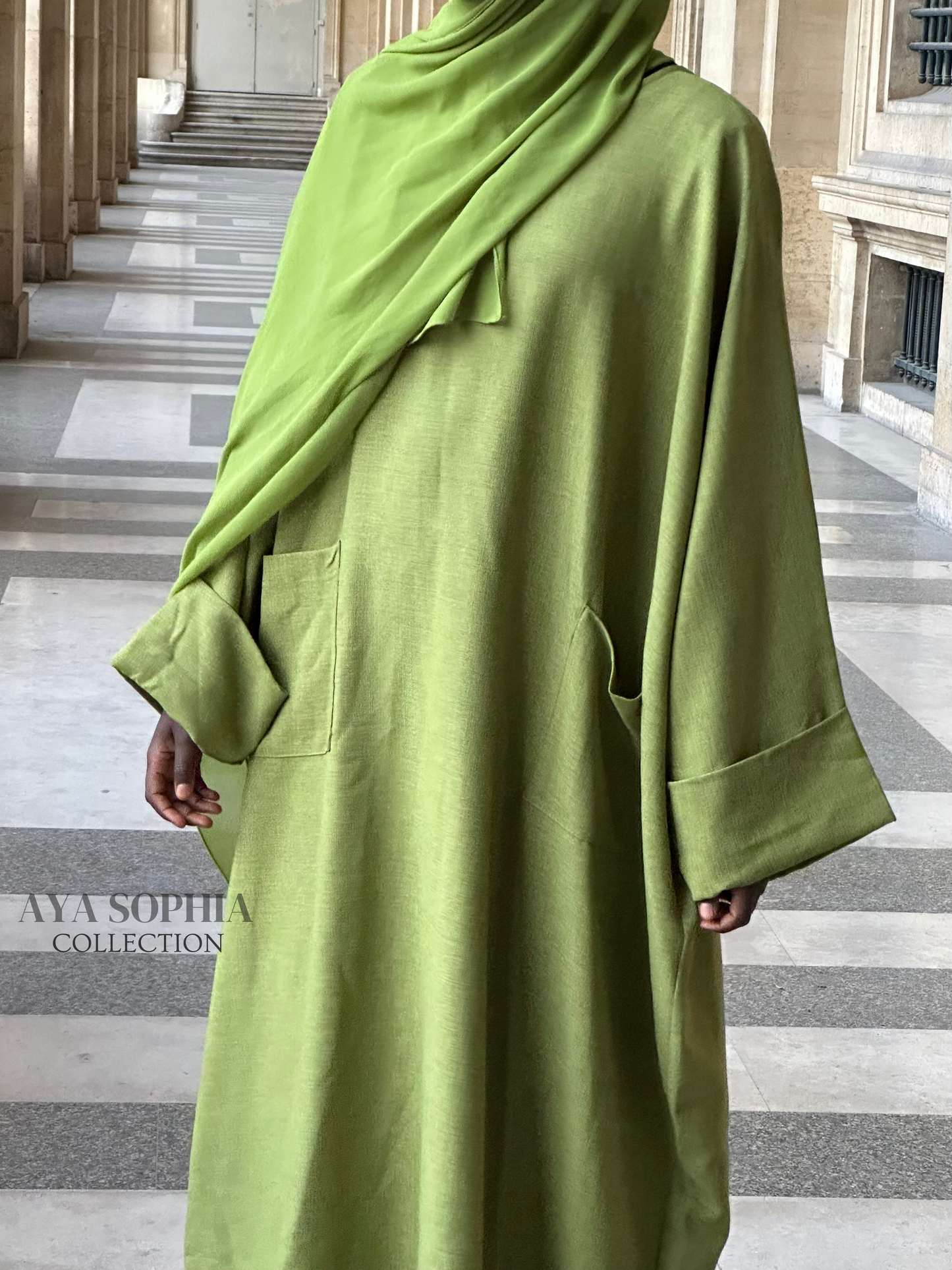 ABAYA SAFWA - VERT POMME -