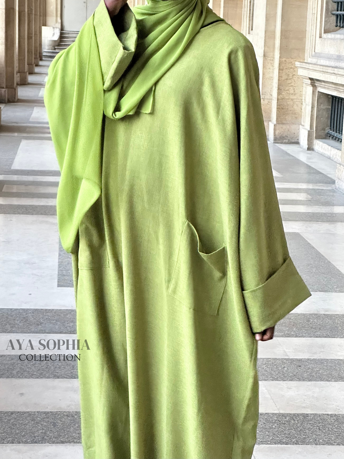 ABAYA SAFWA - VERT POMME -