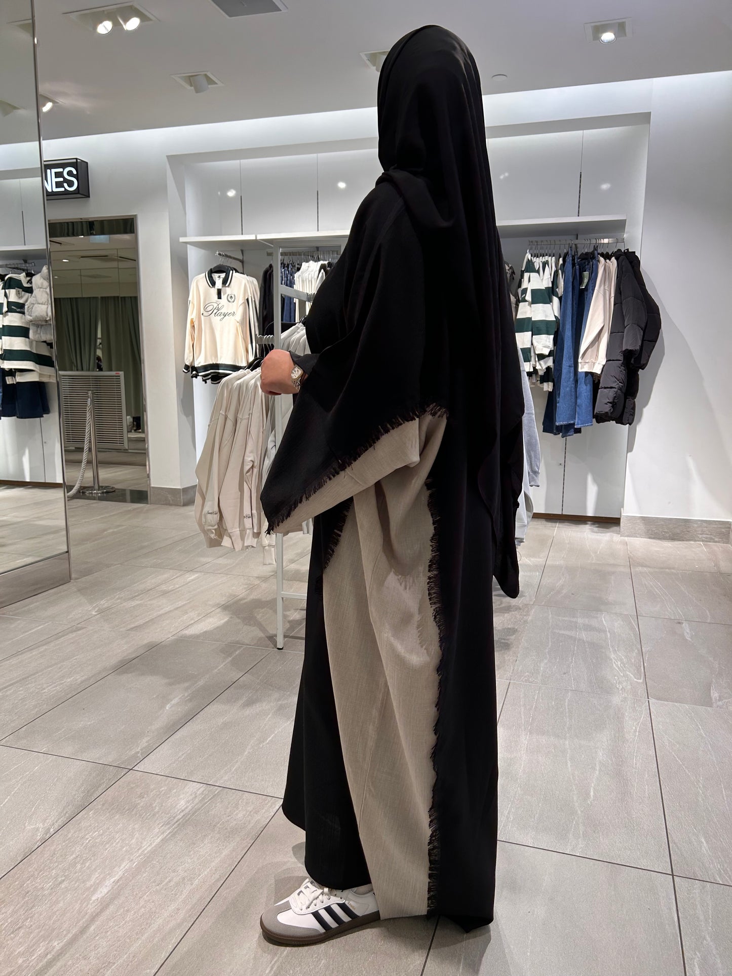 Ensemble Abaya + hijab NARIMEN - NOIR & BEIGE