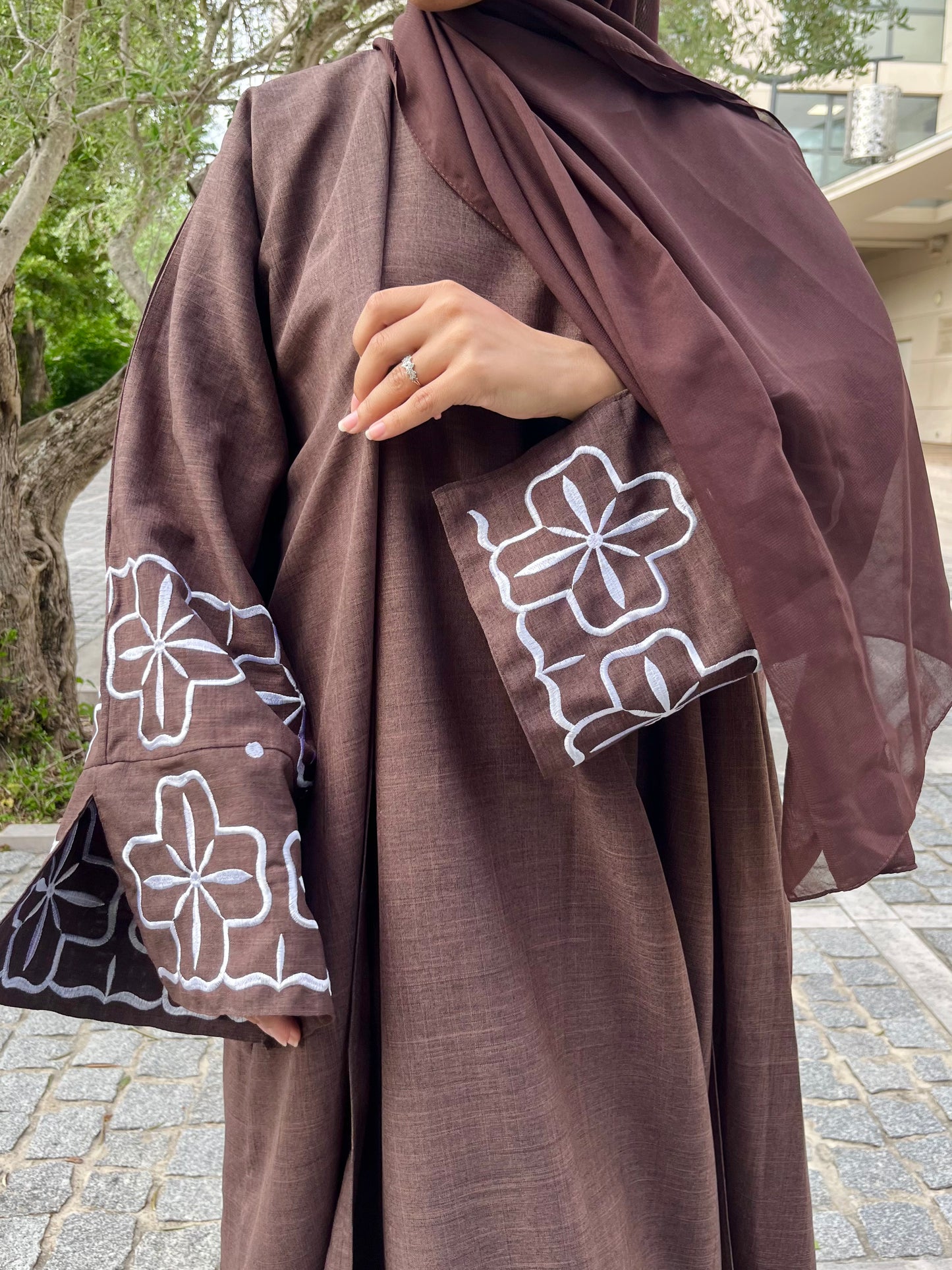 Abaya Kimono Warda - 3 Pieces - Brown