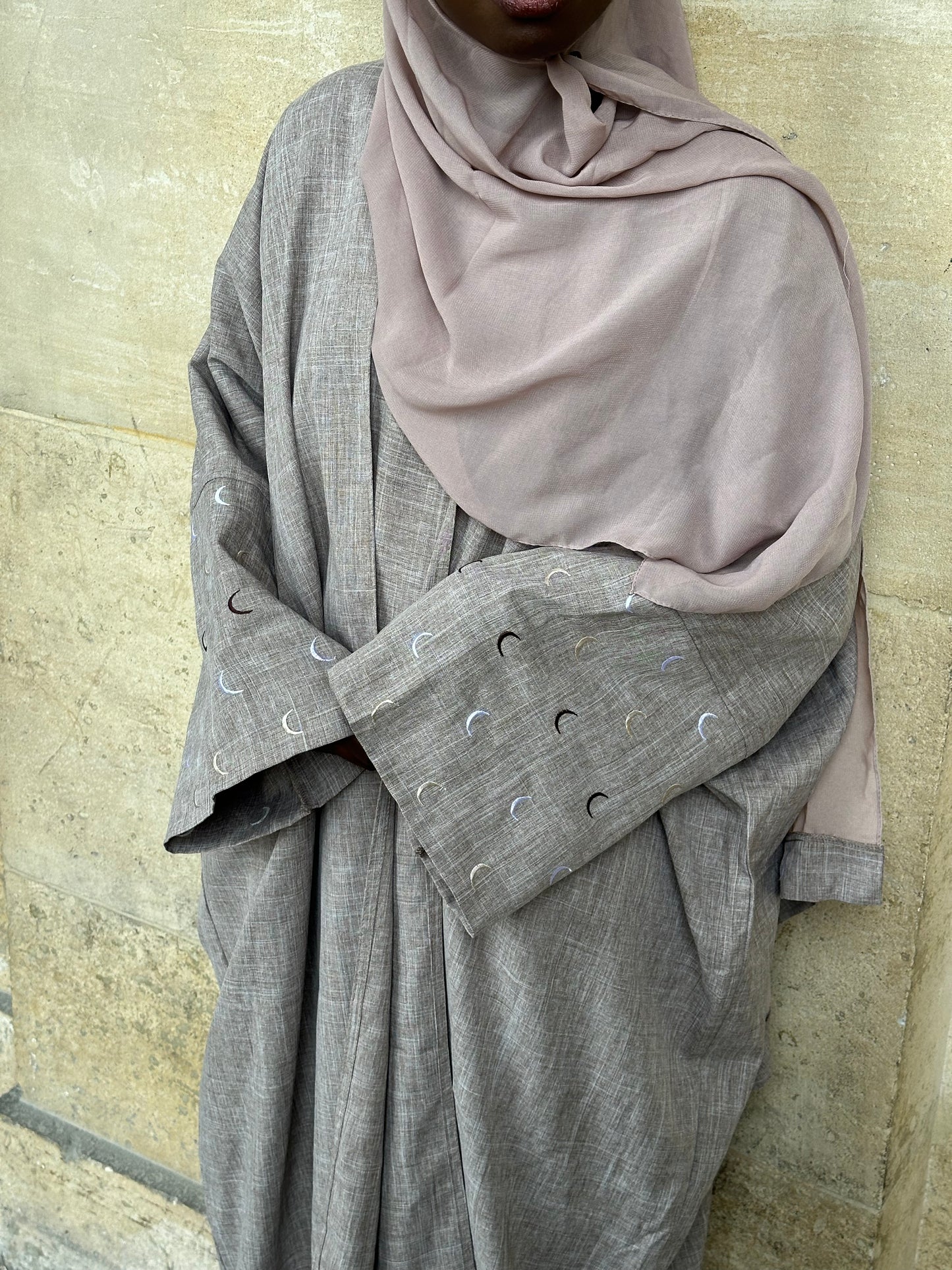 Abaya Kimono QAMAR 4 Pieces - Taupe