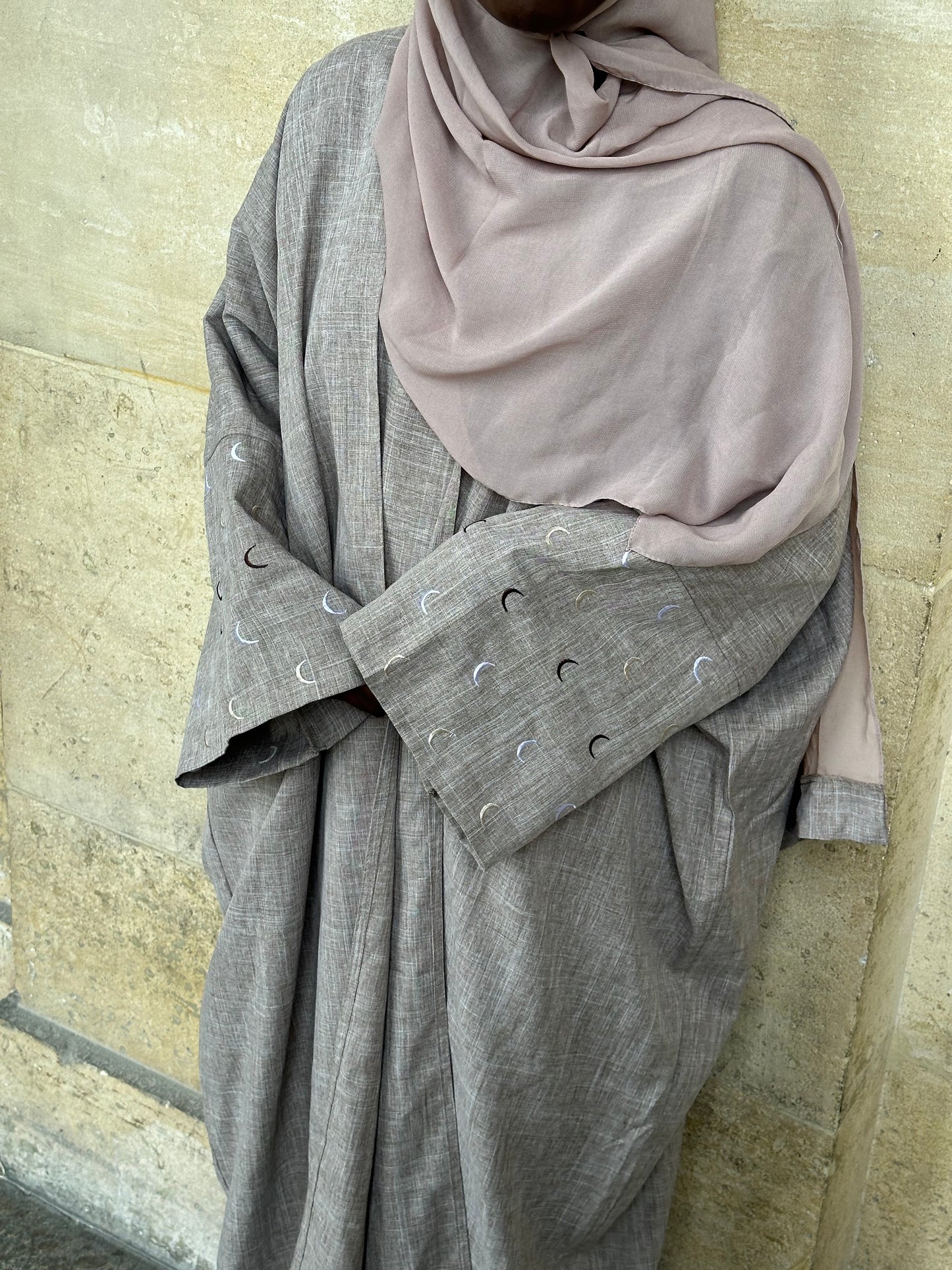 Abaya Kimono QAMAR 4 Pieces - Taupe