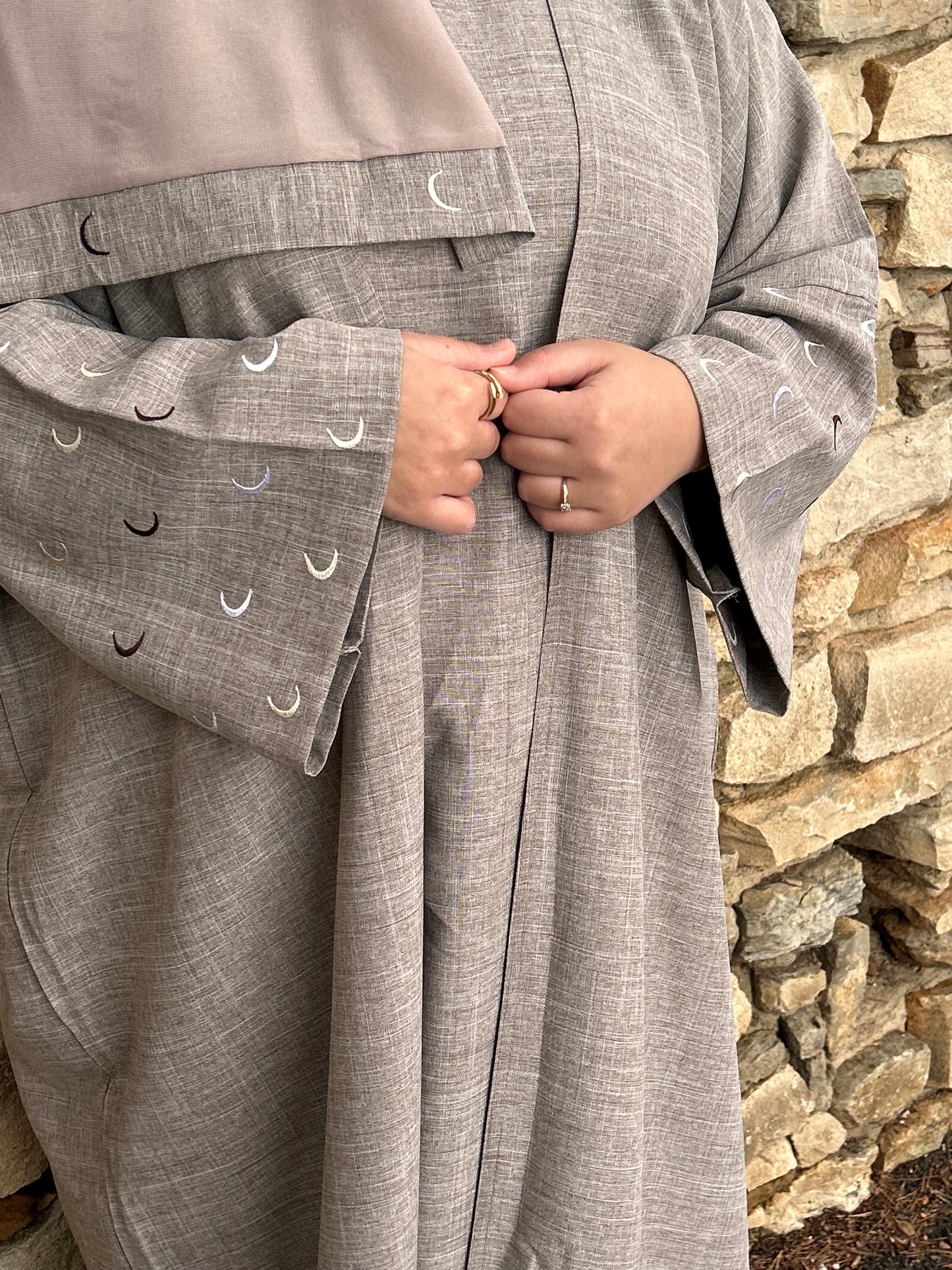 Abaya Kimono QAMAR 4 Pieces - Taupe