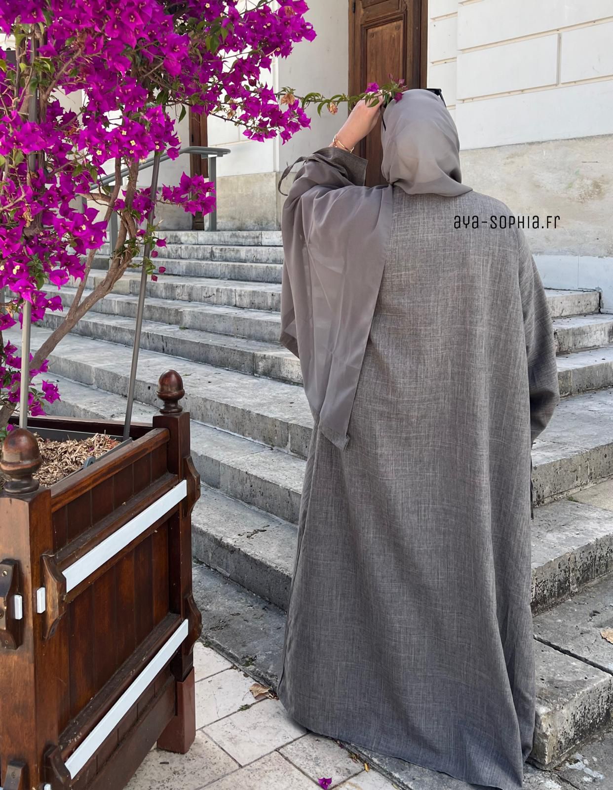 Abaya Kimono AYDA - 3 Pièces - Gris