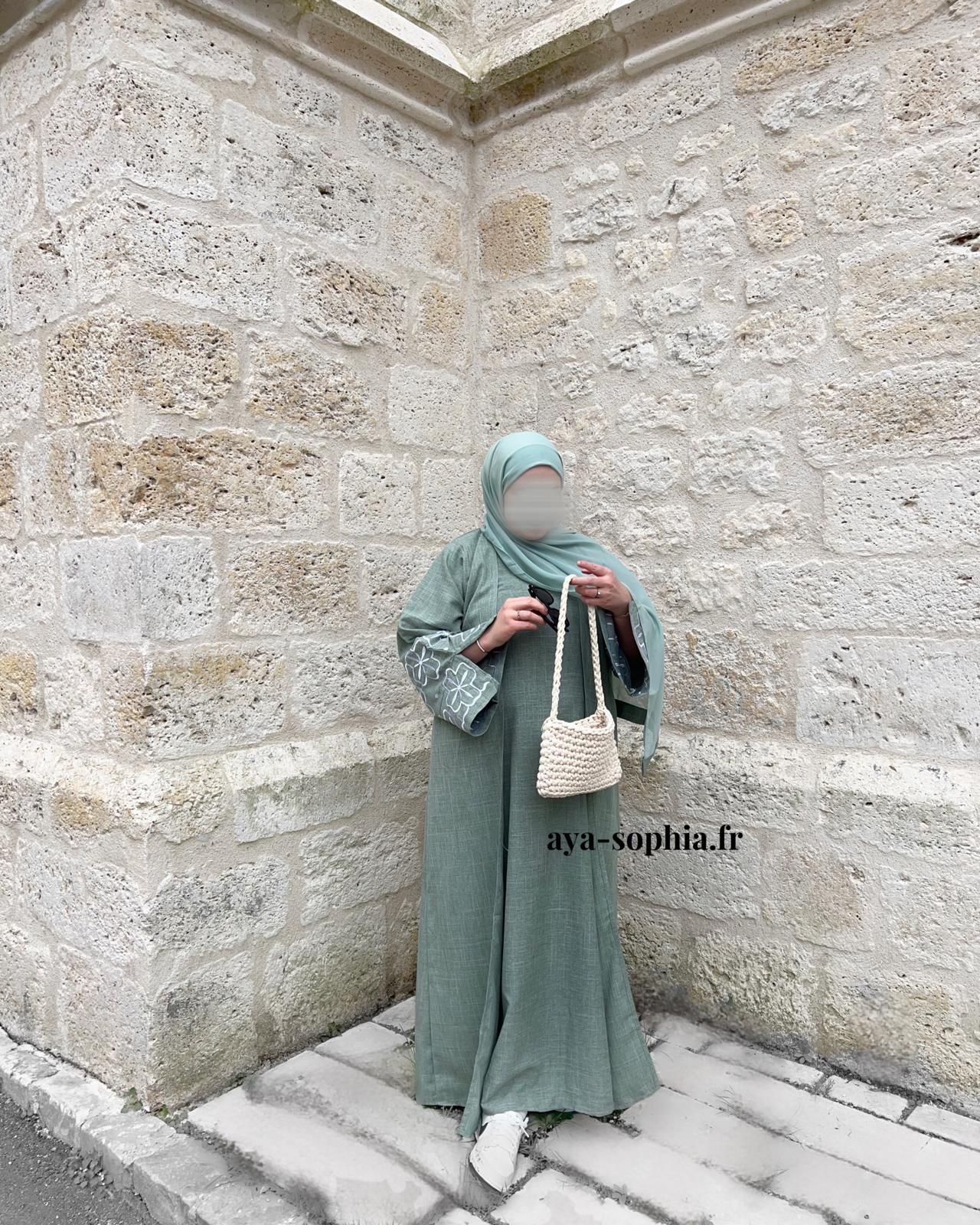 Abaya Kimono Warda - 3 Pieces - GREEN