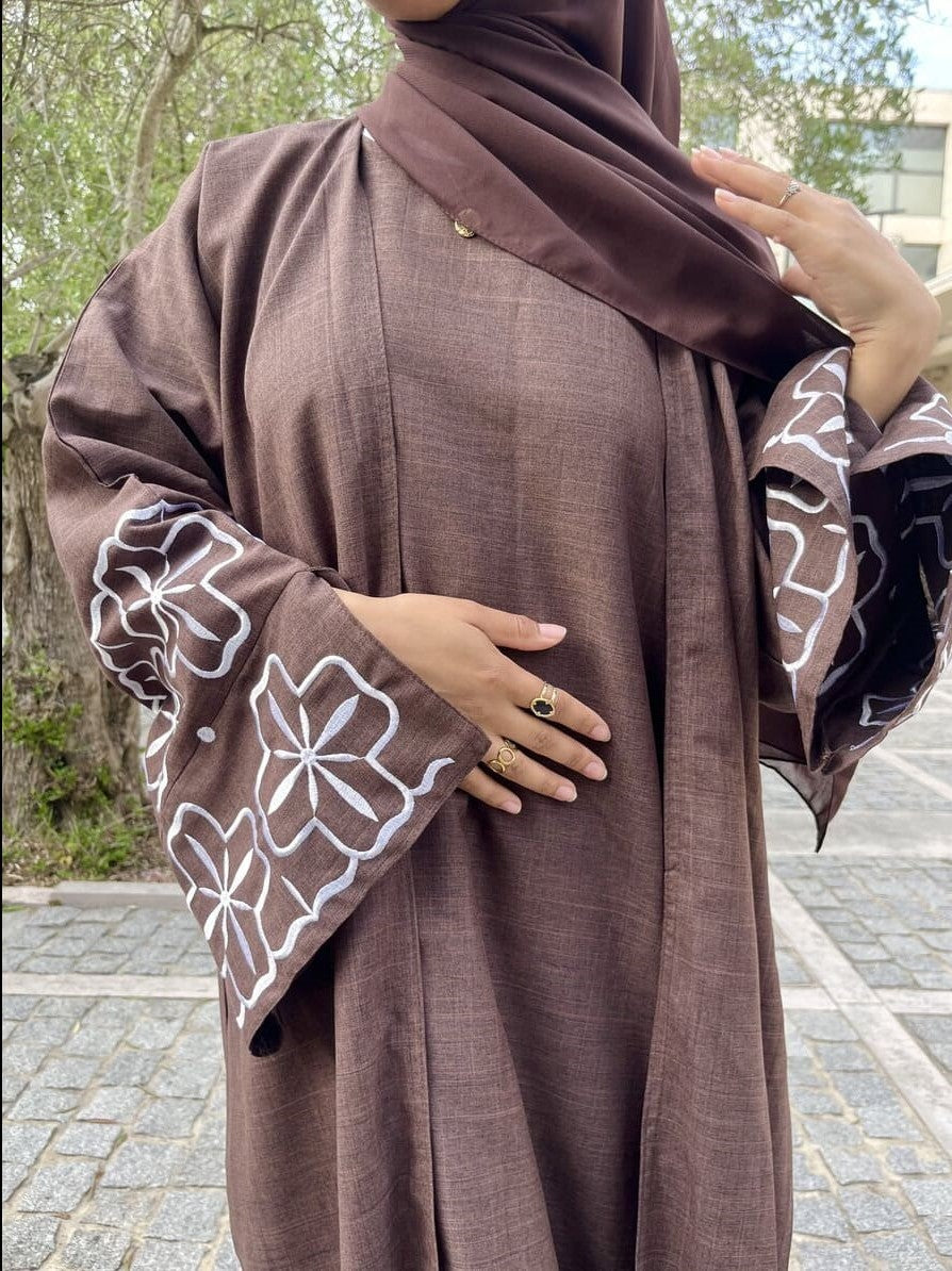 Abaya Kimono Warda - 3 Pieces - Brown